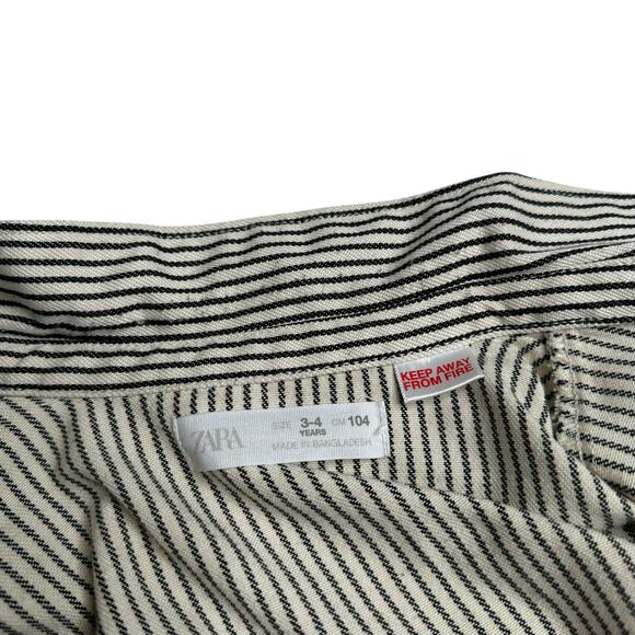ZARA The Sun Comes Up Black White Striped Snap Shacket Kids Size 3-4 - Picture 6 of 7